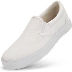 Women's All White Classic Casual Fashion Slip On Canvas Sneakers Loafers Shoes